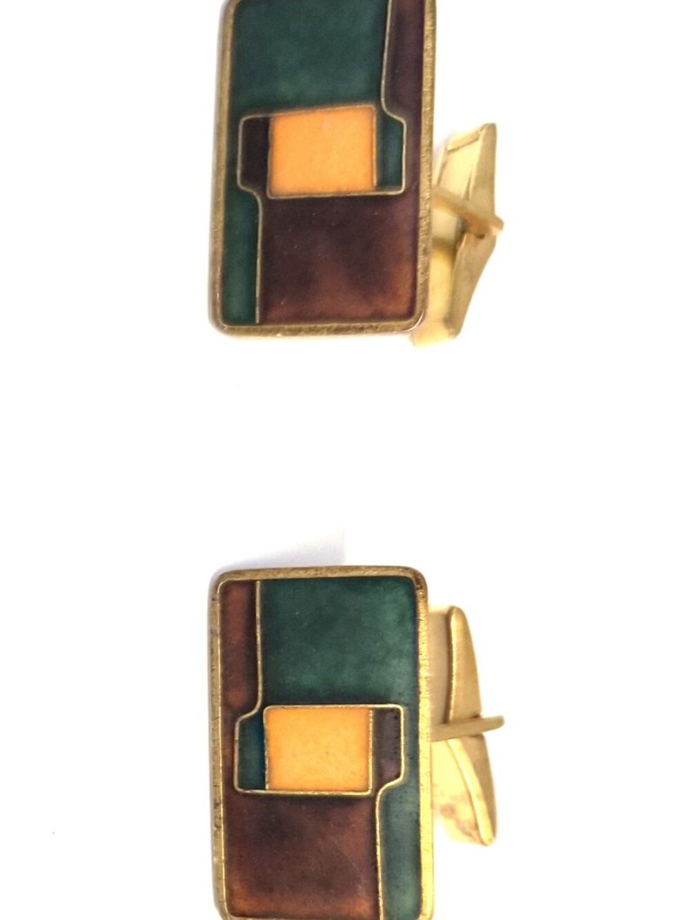 VTG German Modernist Enamel Cufflinks Geometric GoldTone Karl Schibensky ArtDeco